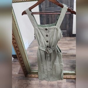 Altar'd State Olive Midi Dress with Button Detail